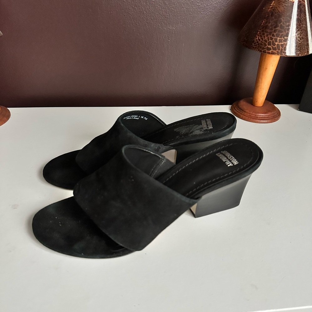 Johnston & Murphy Black Mules with Elegant Design
